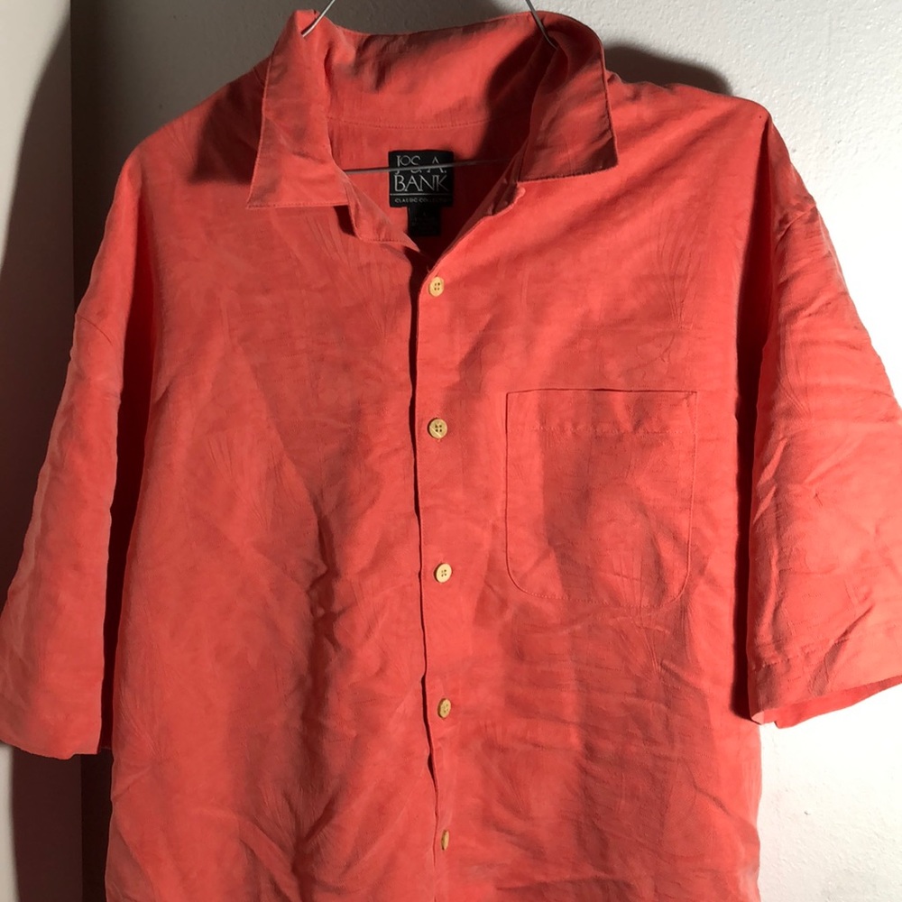 Jos a bank men’s salmon palm short sleeve shirt